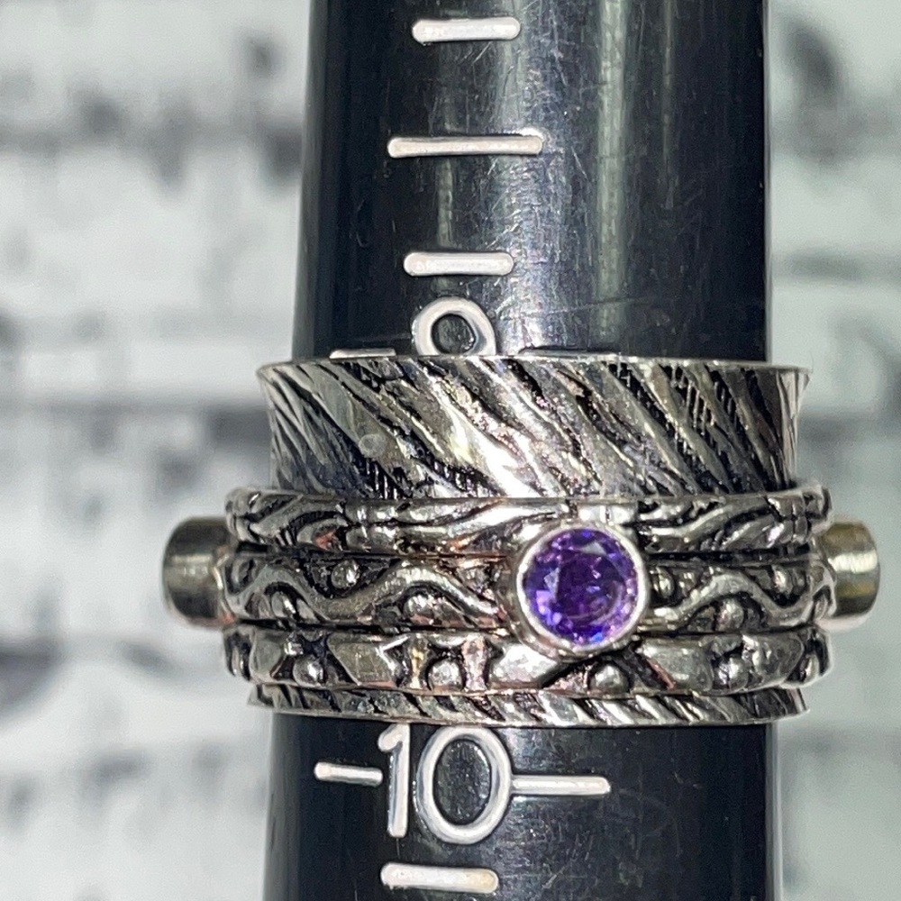 3 Stone Spinner Ring - image 7